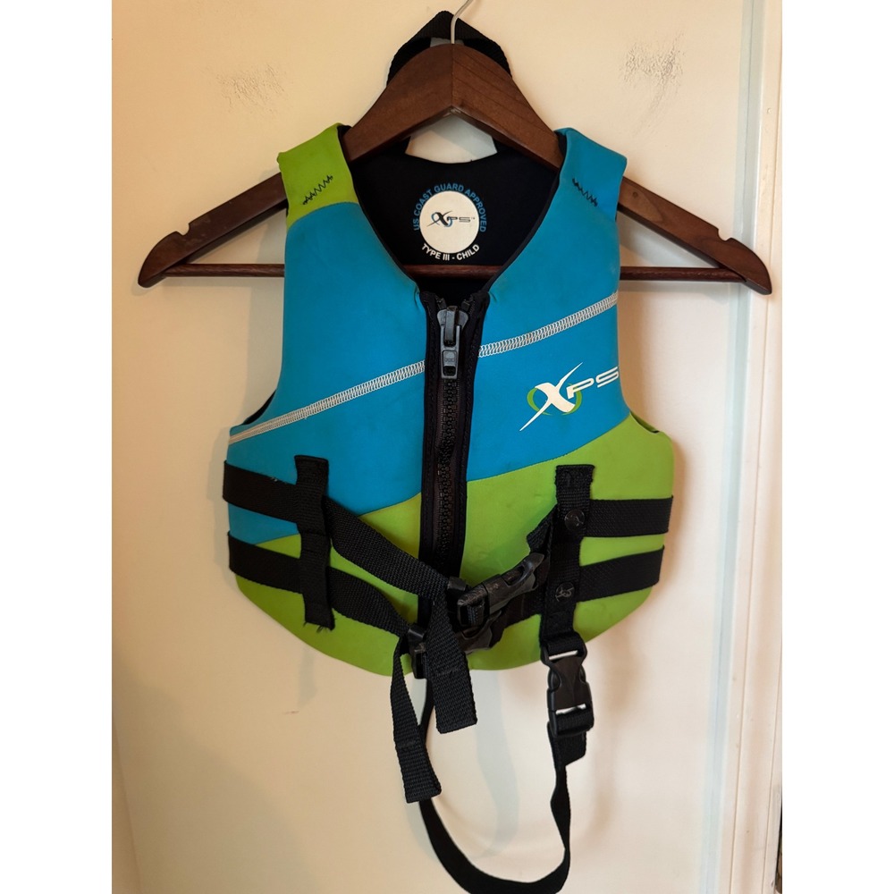 XPS Type III Child Life Vest Blue Green USCG Approved 30-50 lbs Model 301